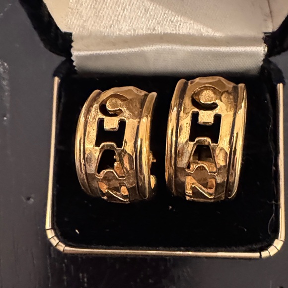 CHANEL Accessories - Vintage Huggie Chanel cut out earrings